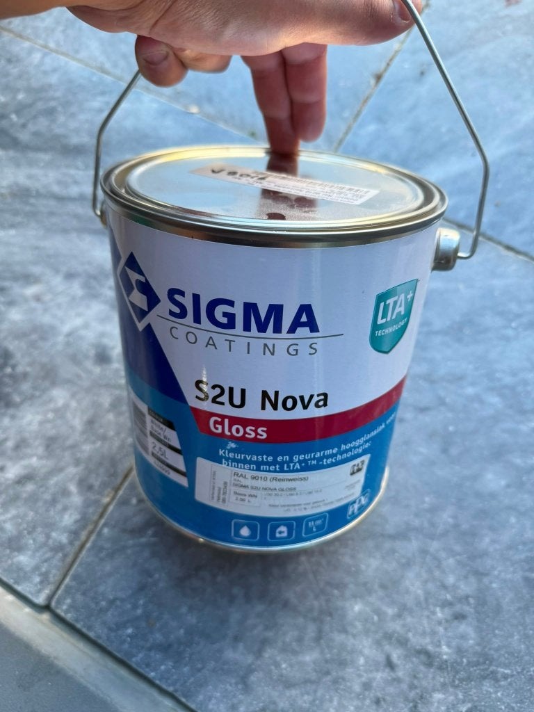Sigma S2U Nova Gloss verf - 2.5L RAL 9016 NIEUW!, Wit, Nieuw, Ophalen of Verzenden, Verf