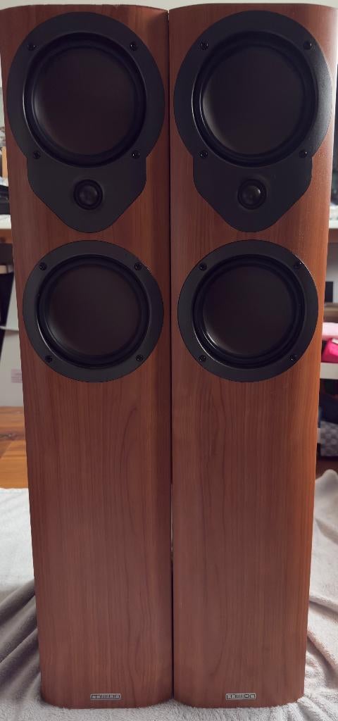 Mission M34 Vloerstaande Speakers (kersen / cherry kleur), Gebruikt, 60 tot 120 watt, Front, Rear of Stereo speakers, Ophalen