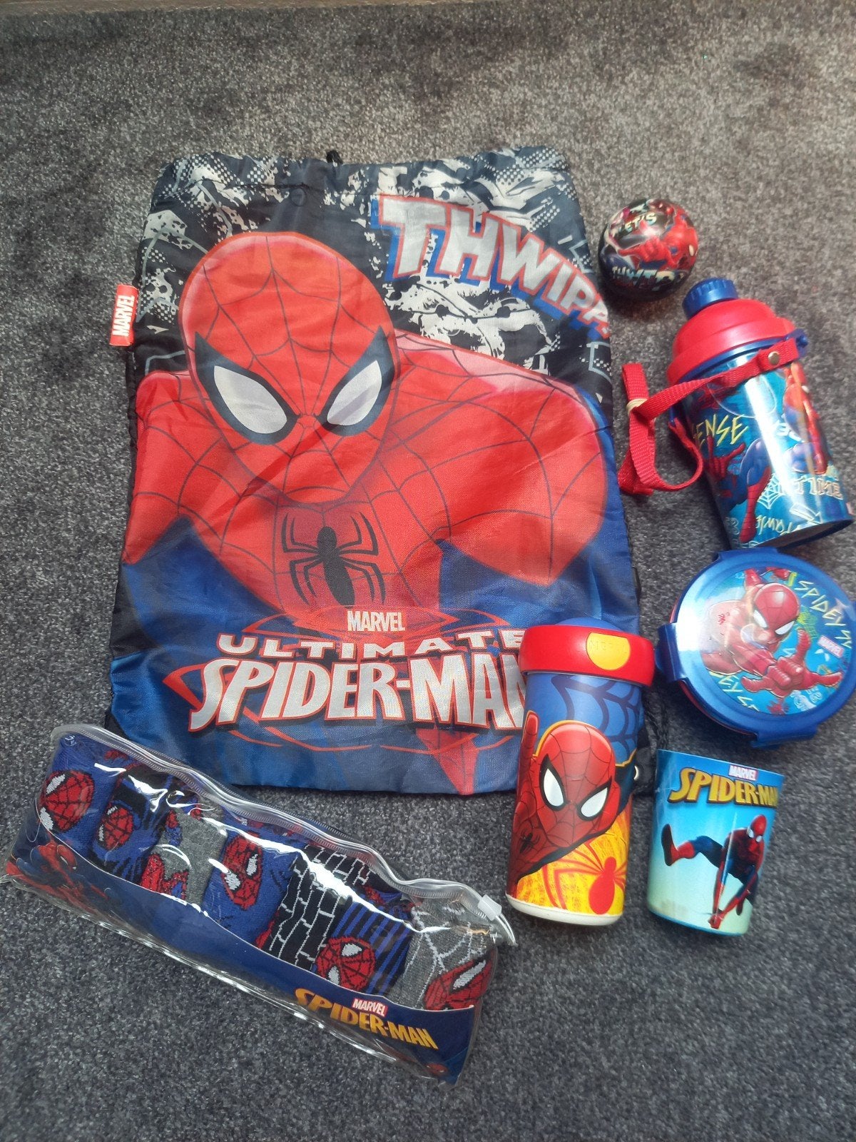 Spiderman pakket: bekers, rugtas en nieuwe sokken, Ophalen of Verzenden, Nieuw, Jongen of Meisje
