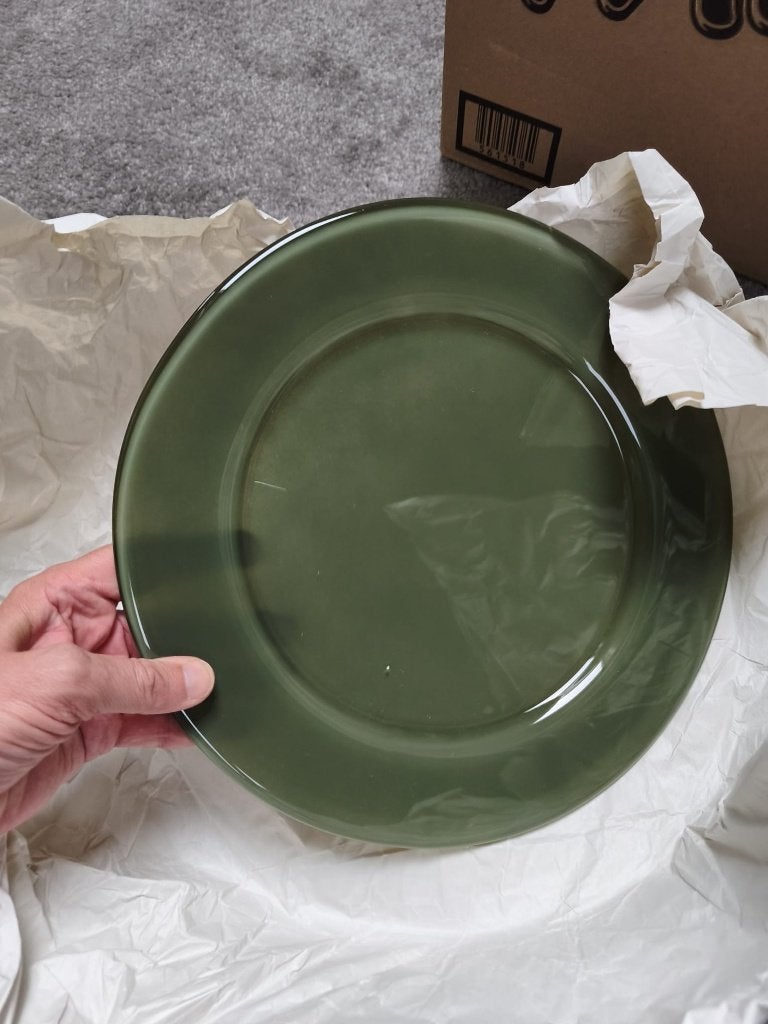 6 Groene glazen onderzet borden (zwaar), Nieuw, Ophalen of Verzenden, Glas, Bord(en)