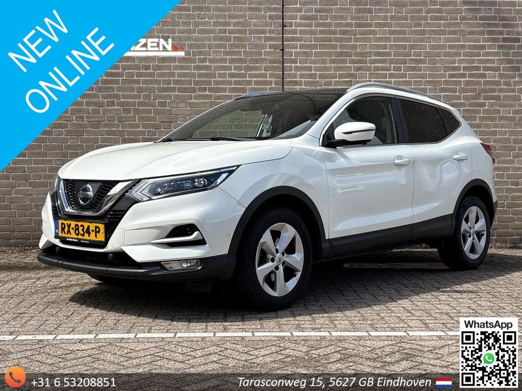 Nissan Qashqai 1.2 Tekna 17" Automaat | Pano | Cruise | Clim, Auto's, Nissan, Gebruikt, 4 cilinders, 116 pk, Wit
