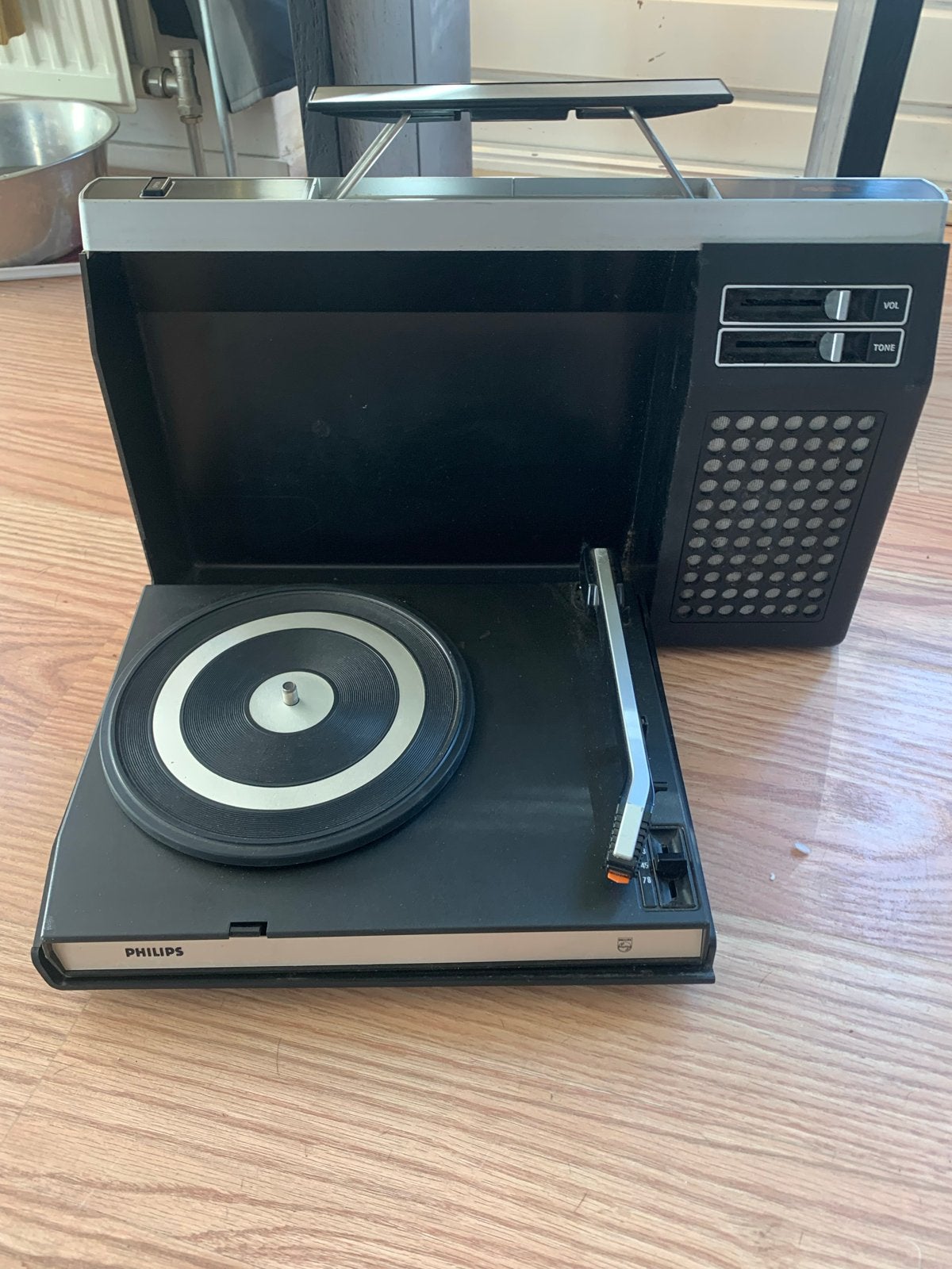 Vintage Philips 423 Platenspeler - Draagbaar, Ophalen of Verzenden, Gebruikt, Platenspeler, Philips
