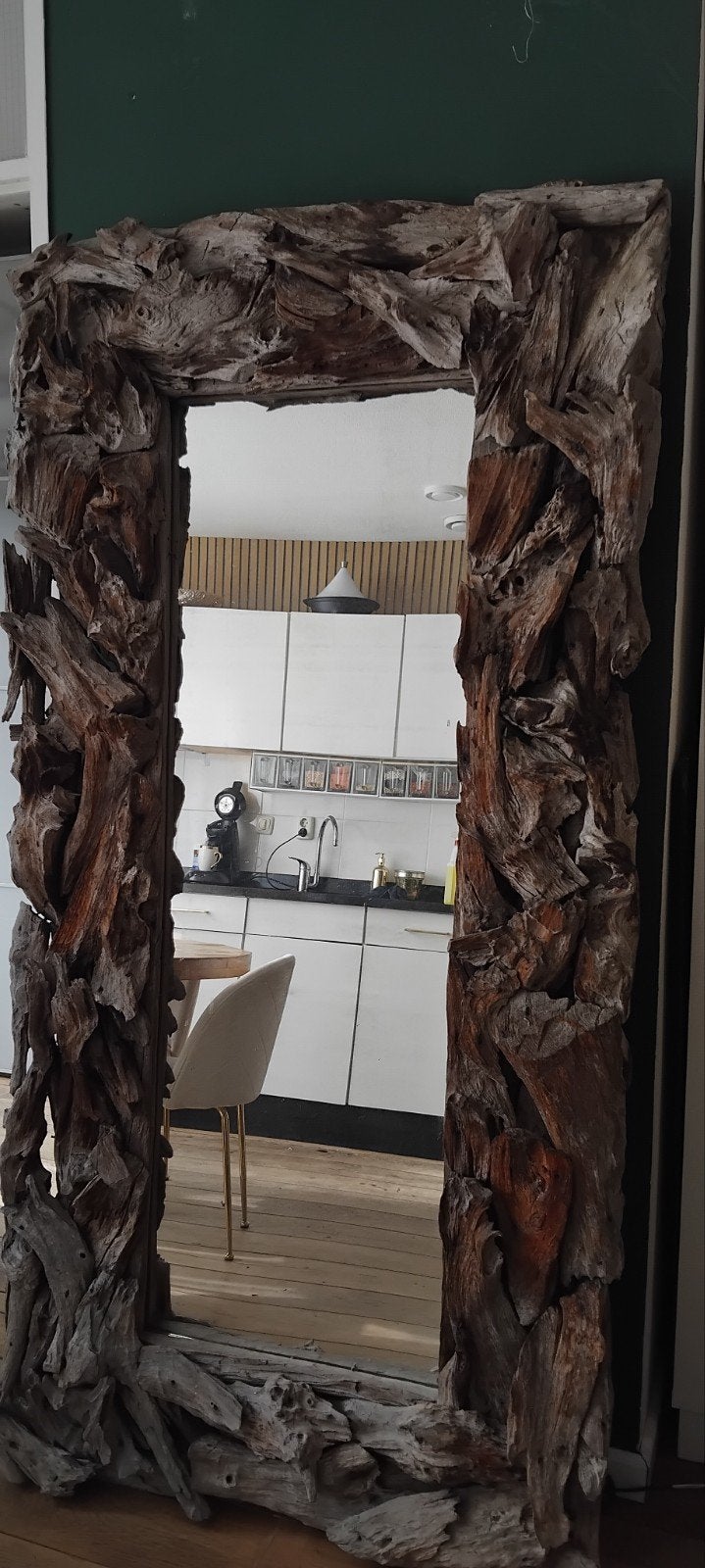 Grote Driftwood Spiegel 100x200cm - Uniek & Rustiek, Huis en Inrichting, Woonaccessoires | Spiegels, Gebruikt, Ophalen of Verzenden
