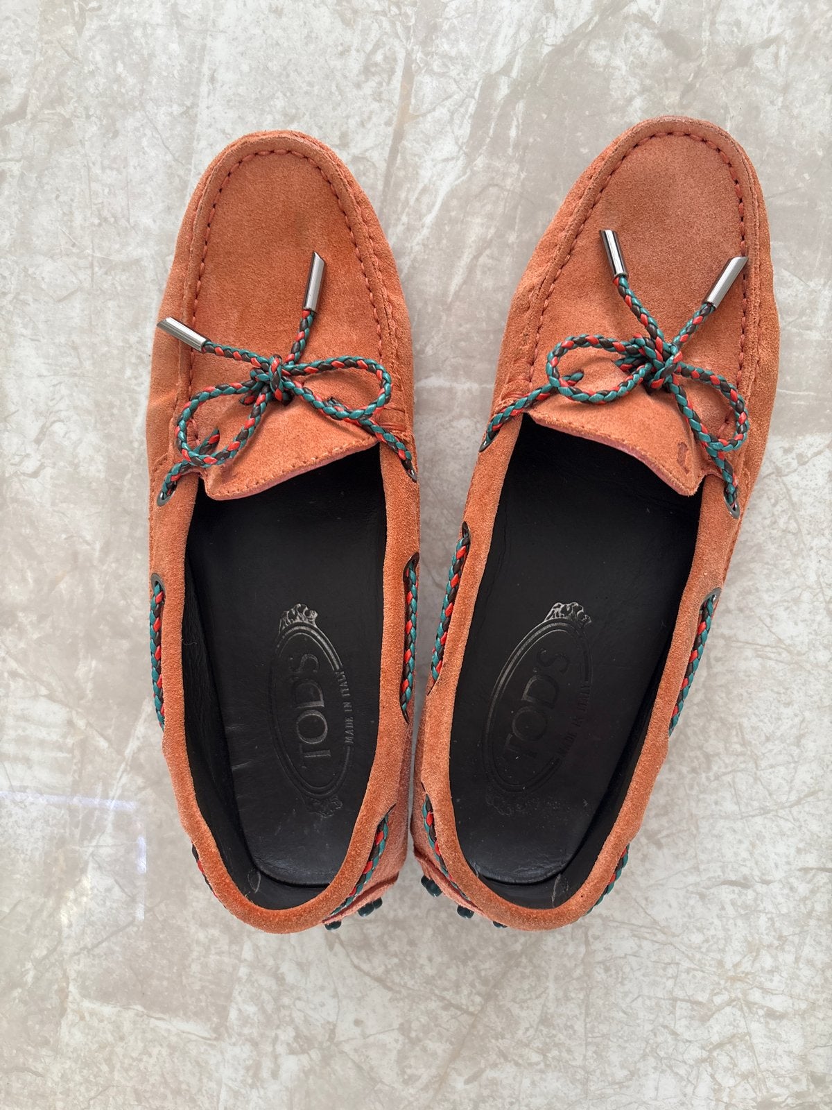 Tod's Gommino suède mocassins oranje, Ophalen of Verzenden, Gedragen, Oranje, Espadrilles of Moccasins