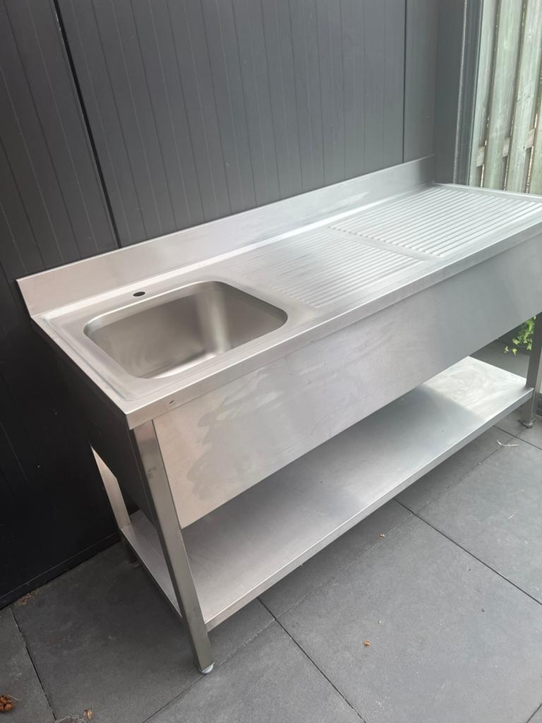 RVS Spoeltafel met Afdruiprek en Onderblad, Huis en Inrichting, Keuken | Keukenelementen, Ophalen of Verzenden, Gebruikt