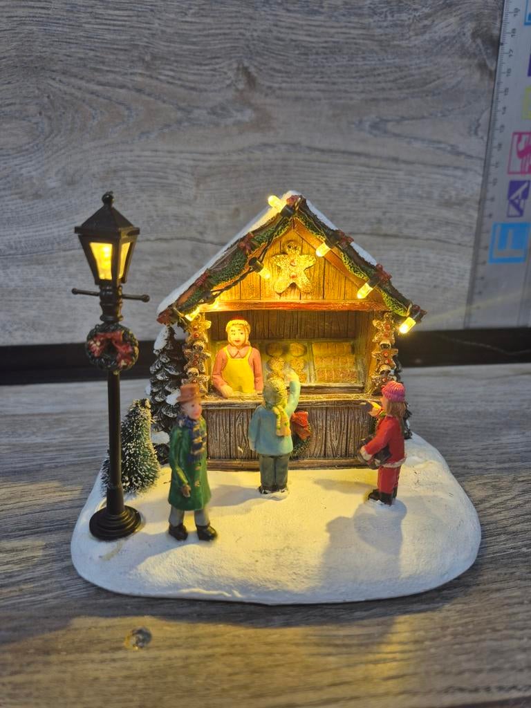 Kerstdorp koekkraam verlicht originele doos kerstdorp kerst, Diversen, Kerst, Ophalen of Verzenden, Zo goed als nieuw