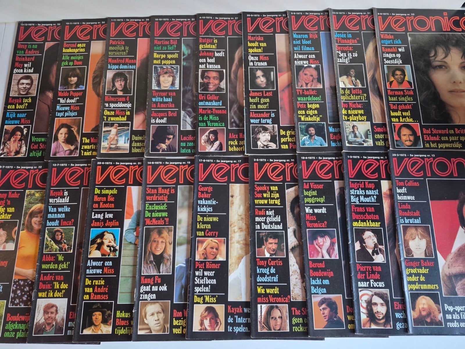 18x oude veronica gids uit 1975 bowie pink Floyd enz, Ophalen of Verzenden