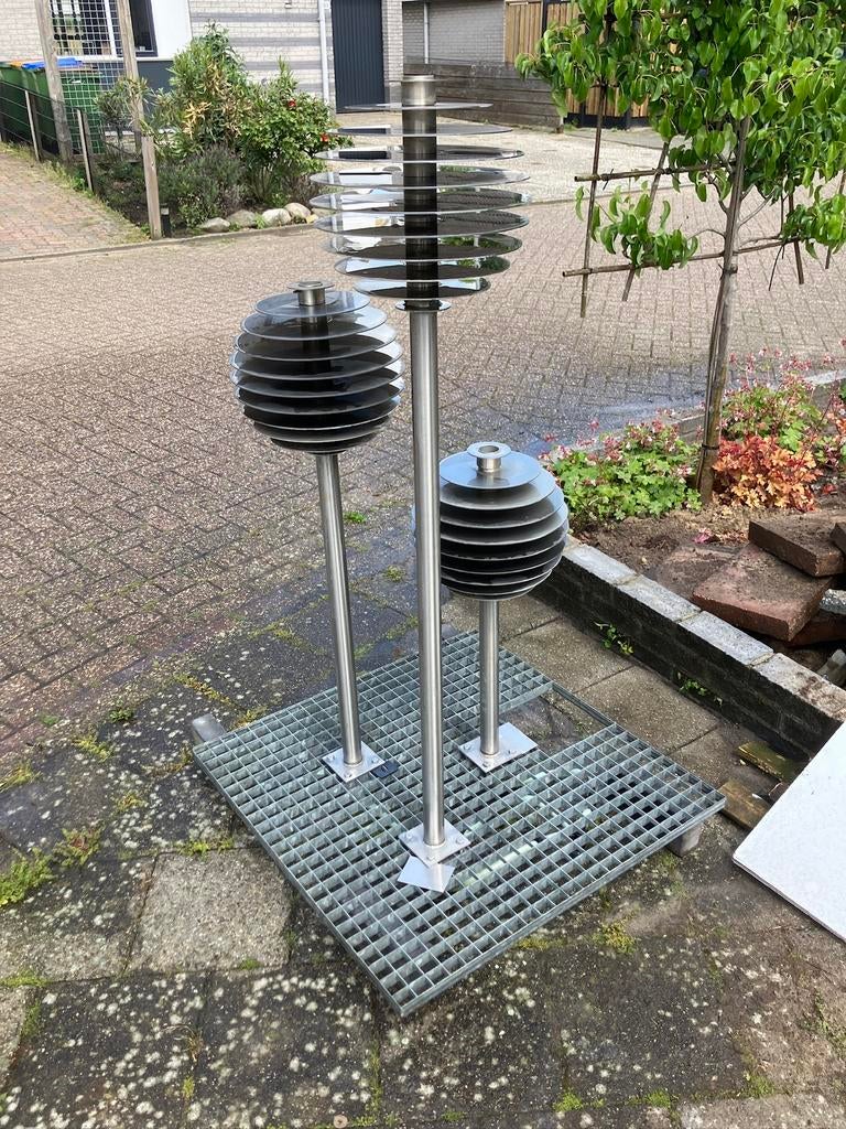 Waterornament / Fontein RVS, Tuin en Terras, Waterpartijen en Fonteinen, Gebruikt, Ophalen