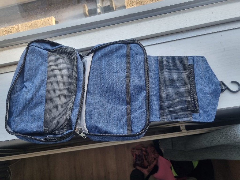 Toilettas blauw met vakjes, Ophalen of Verzenden, Zo goed als nieuw, Blauw