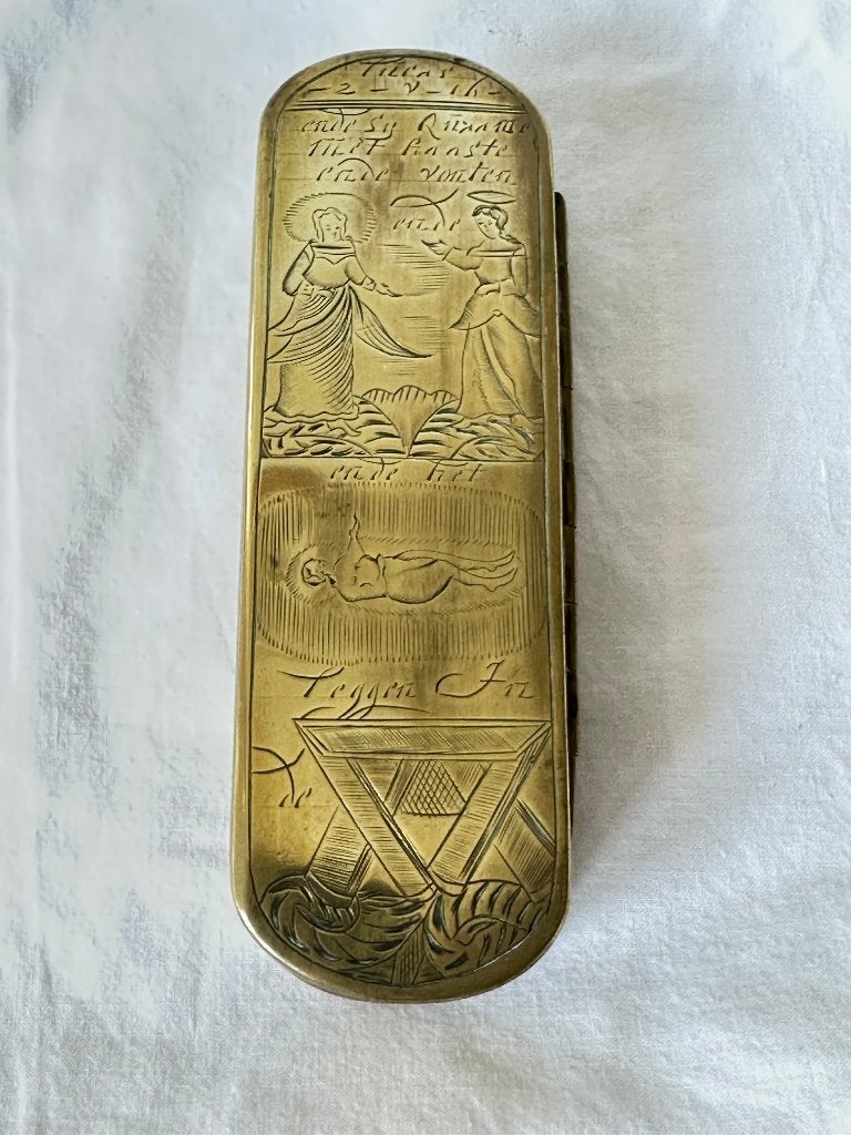 Antiek koperen tabaksdoos 17/18 eeuw, Verzenden, Koper
