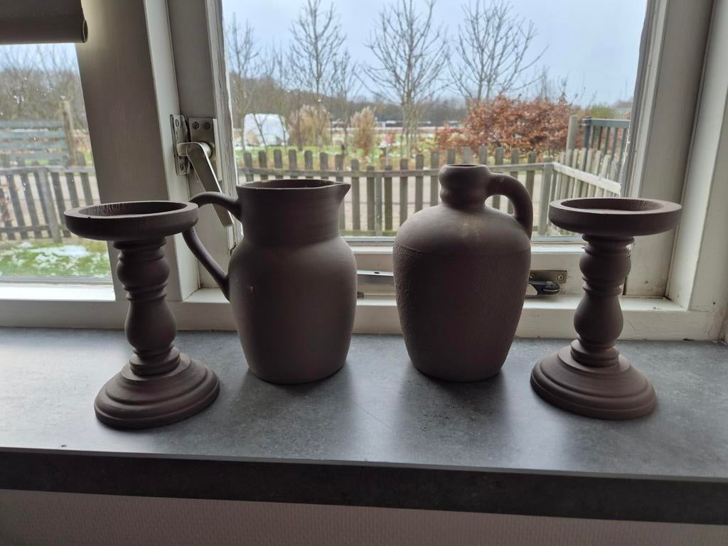 Franse brocante kruiken en kandelaars, Ophalen of Verzenden