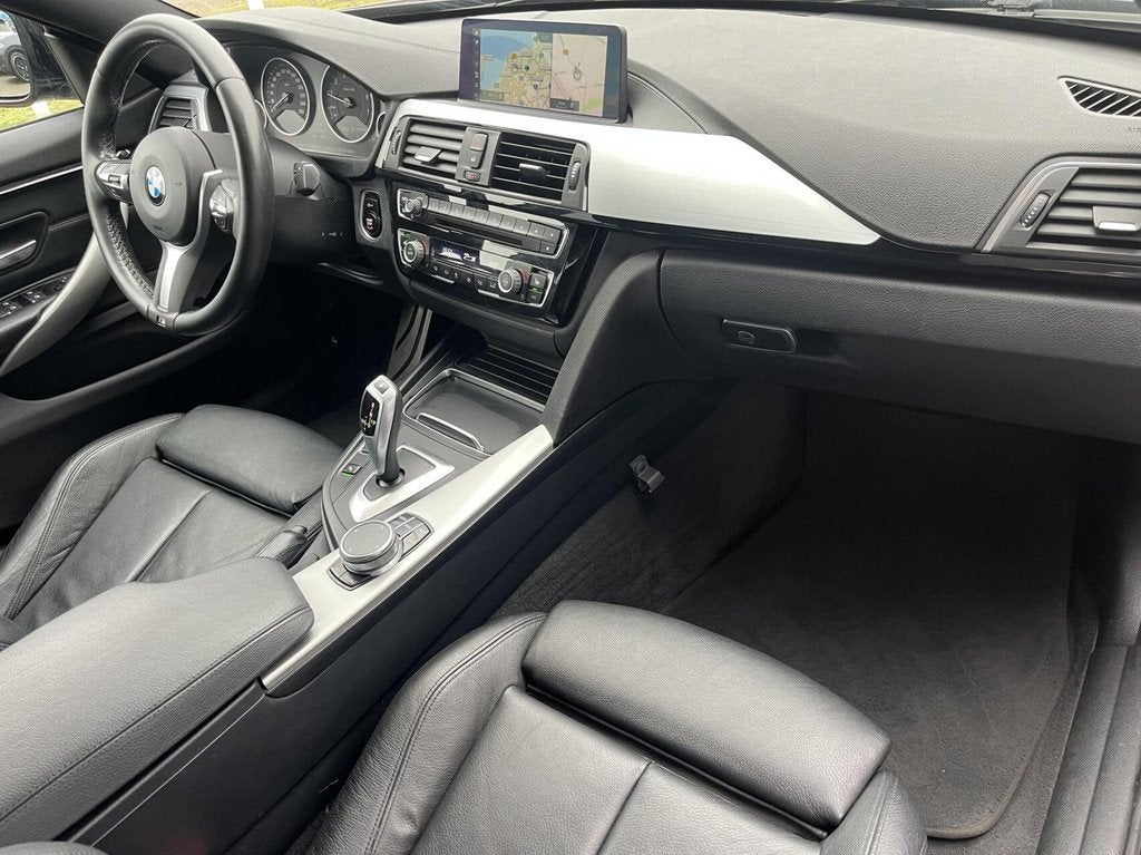 BMW 4-serie Gran Coupé 418i AUT8 M-SPORT LEDER+STOELVERWARM, Automaat, Gebruikt, Zwart, 19 km/l