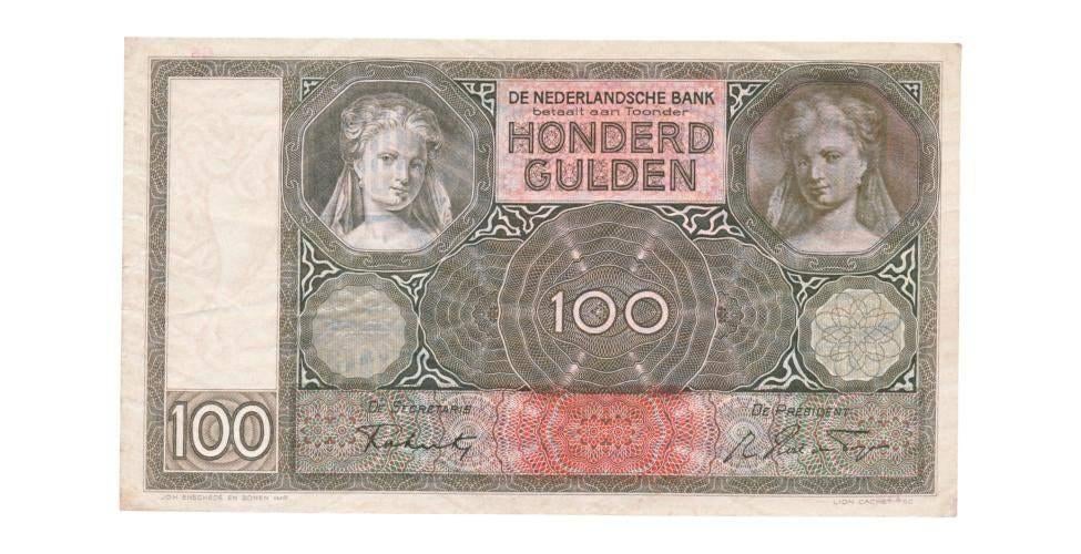 Nederland 100 Gulden 1942 Vrouwenkop, Ophalen of Verzenden, 100 gulden