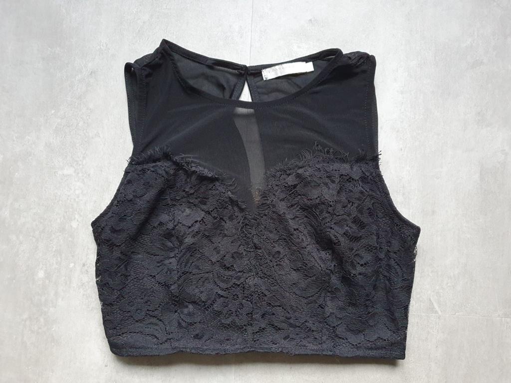 Zwarte kanten crop top met rits - Maat S, Zwart, Ophalen of Verzenden, Zo goed als nieuw, Vera & Lucy