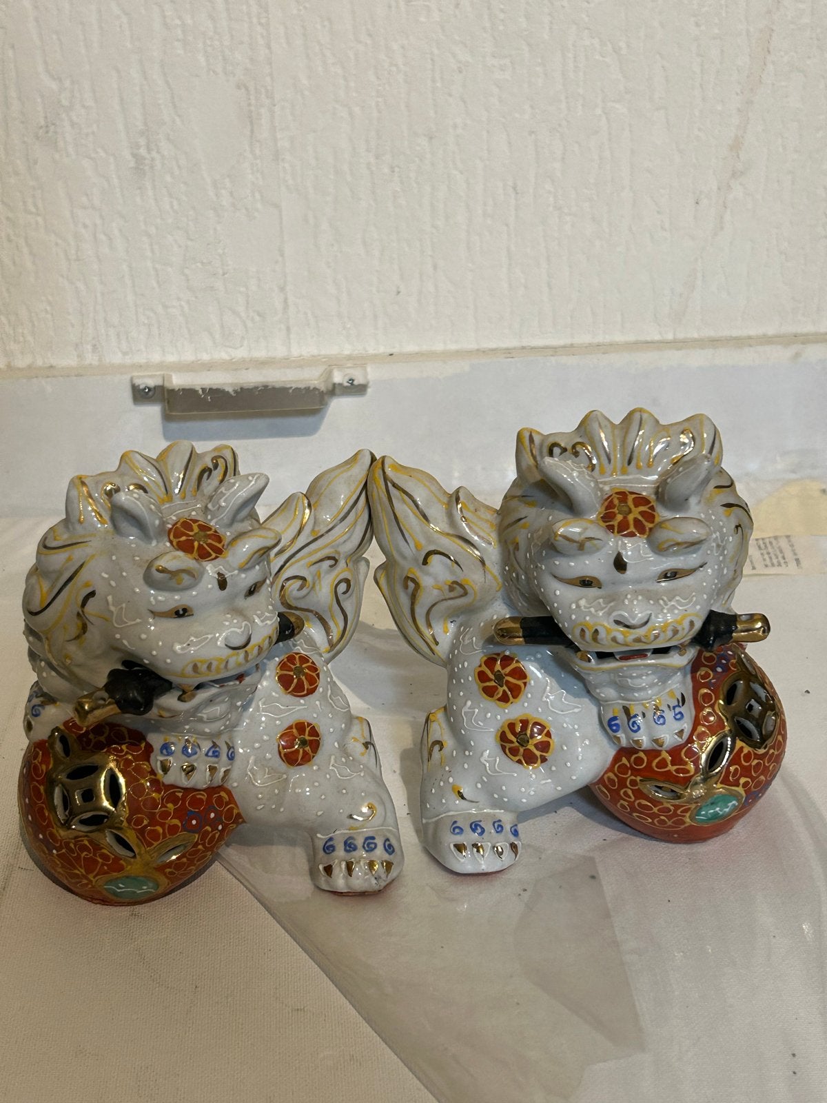 Set van 2 Japanse Komainu Foo Dogs Beeldjes, Antiek en Kunst, Ophalen of Verzenden
