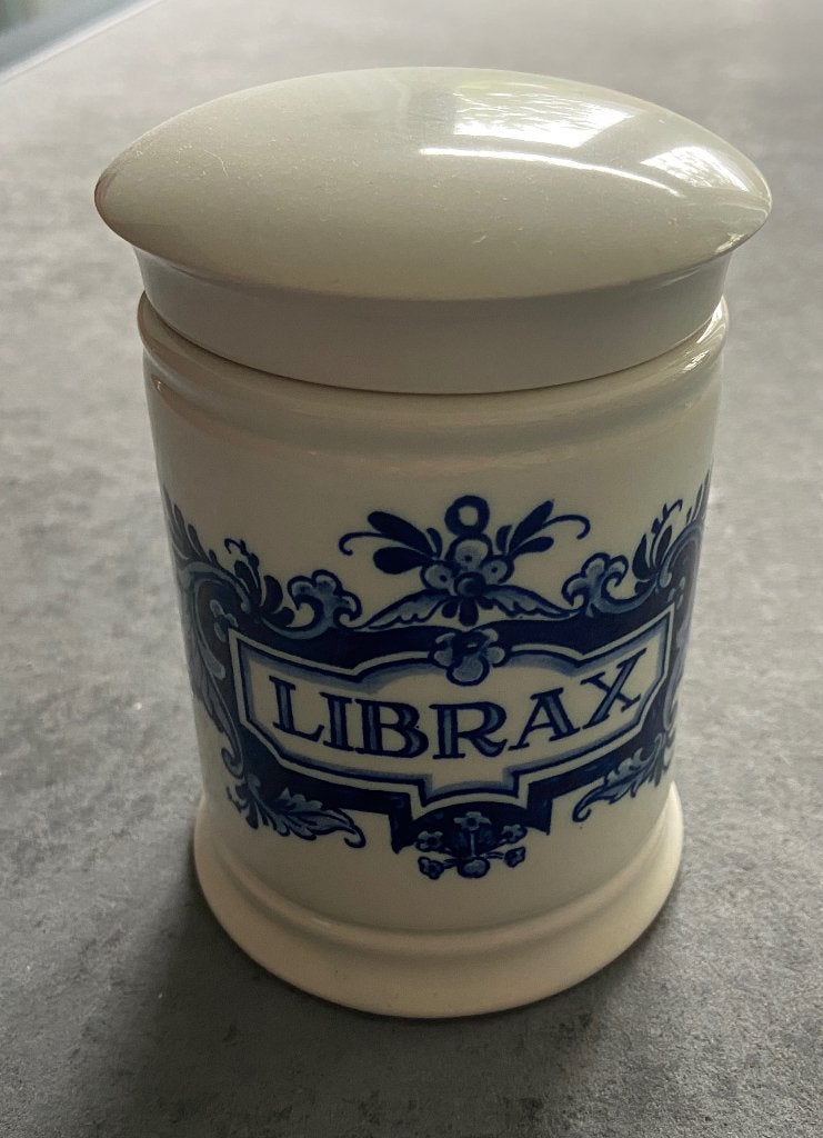 Librax apotheekpotje met deksel, Ophalen of Verzenden, Zo goed als nieuw, Pot, Bus of Blik