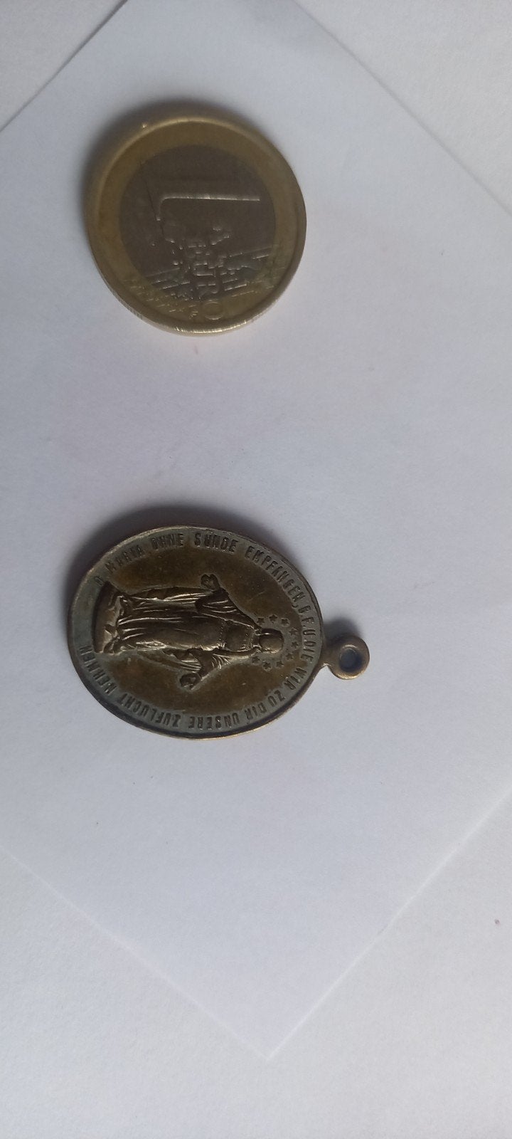 Antieke Wonderdadige Medaille met Duitse tekst, Ophalen of Verzenden