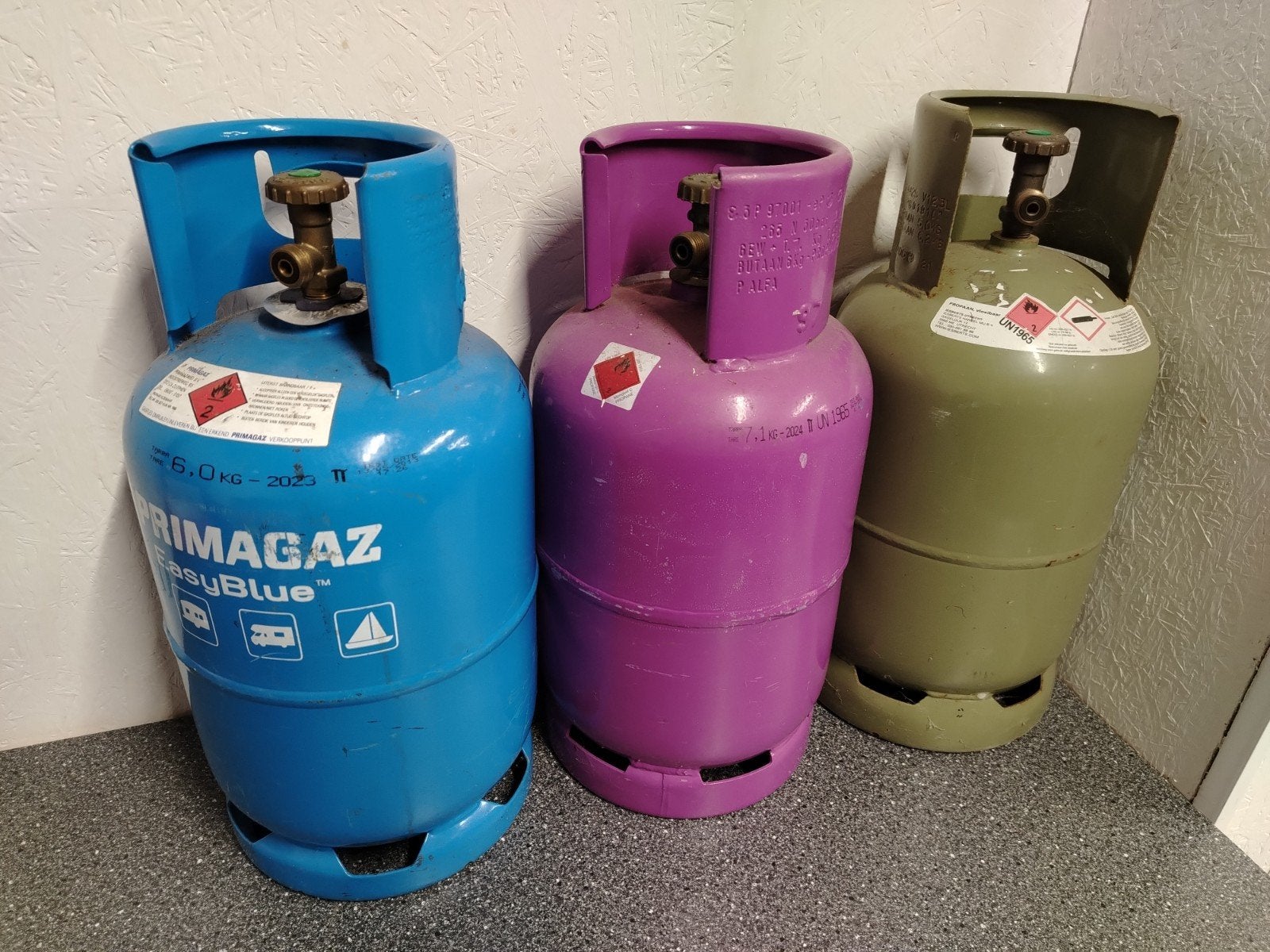 3 Lege Gasflessen, Caravans en Kamperen, Ophalen, Gebruikt