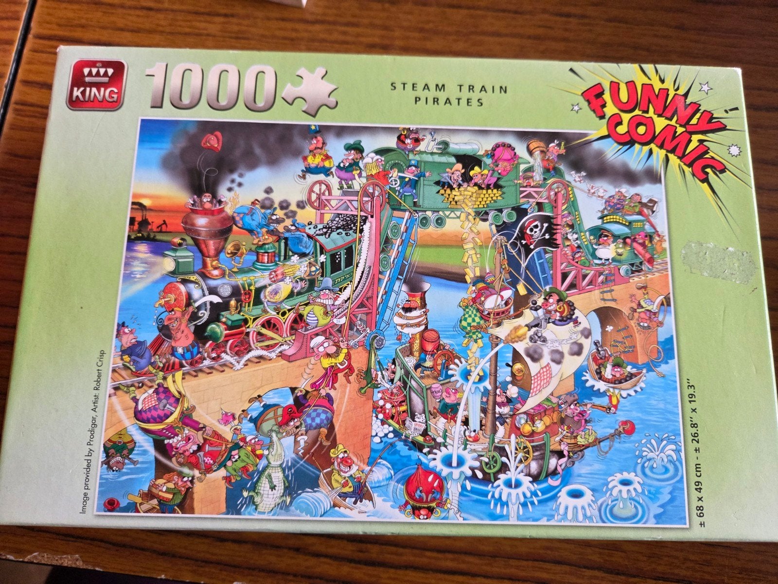 King puzzel 1000 stukjes. Stream train pirates, Ophalen of Verzenden, 500 t/m 1500 stukjes, Gebruikt