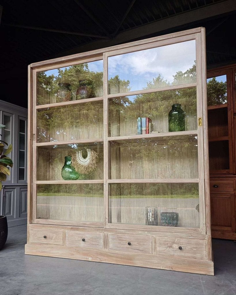Grote demontabele Museumkast | Vitrinekast schuifdeuren #239, Glas, Met deur(en), -, 200 cm of meer
