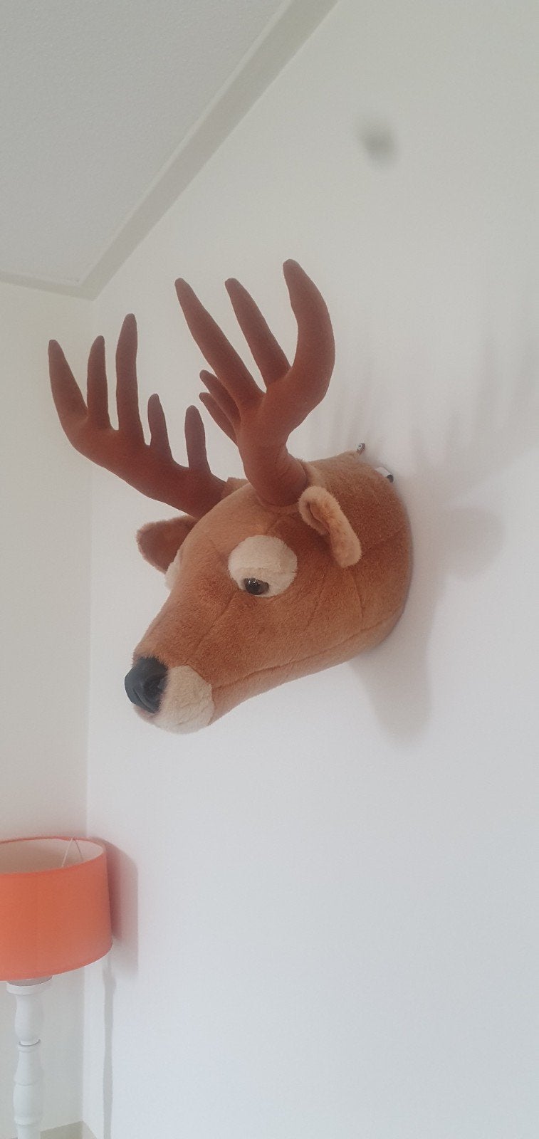 Pluchen hertenkop kinderkamer, Overige stijlen, Ophalen of Verzenden, Zo goed als nieuw, Bruin