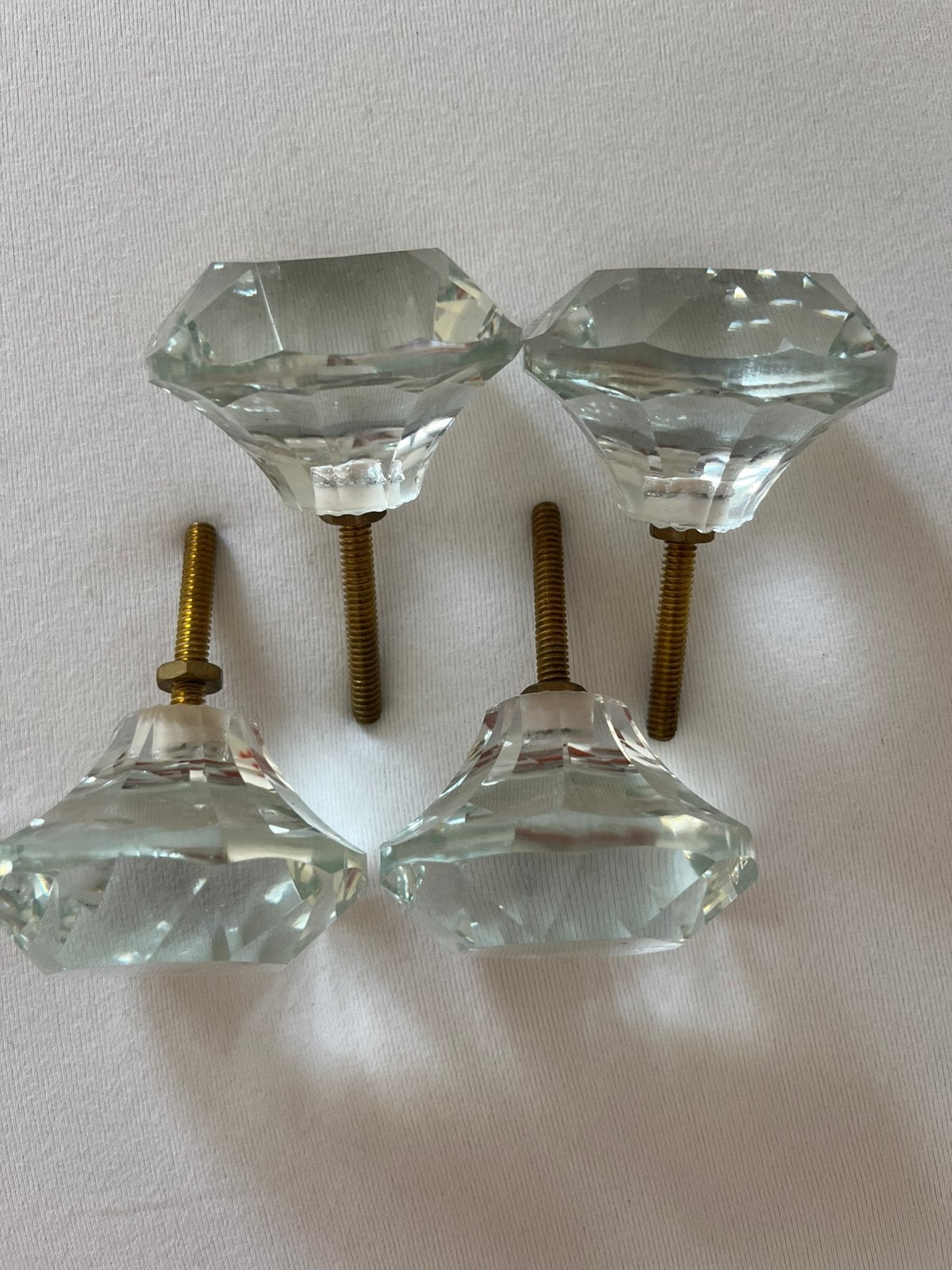 4 vintage/retro glazen meubelknoppen – Diamantvorm, Ophalen of Verzenden