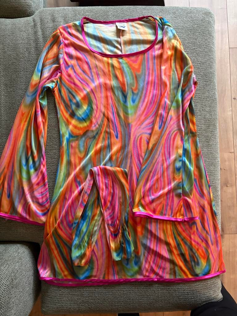 Kleurrijke Hippie Tuniek, Maat 38/40 (M), Carnaval, Ophalen of Verzenden, Kleding