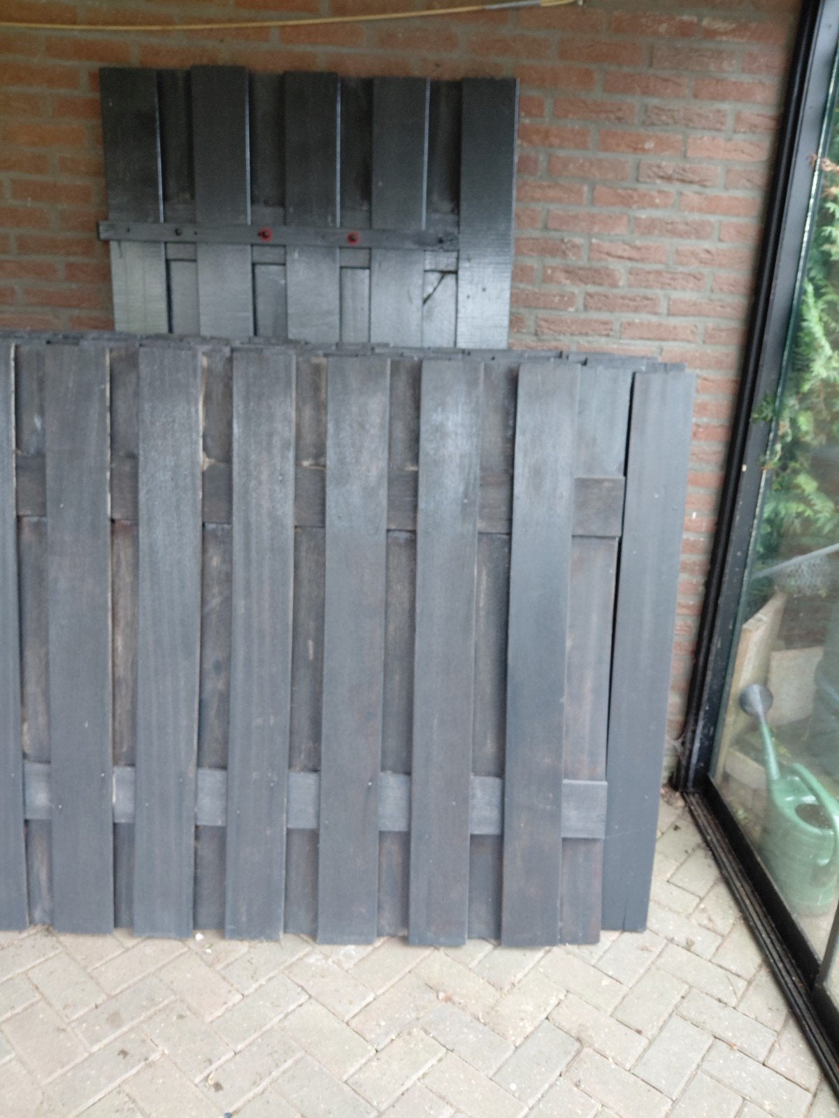 Hardhouten schuttingdelen (Merbau) - 14 meter, Tuin en Terras, Ophalen, 6 meter of meer, Hout, 1 tot 2 meter