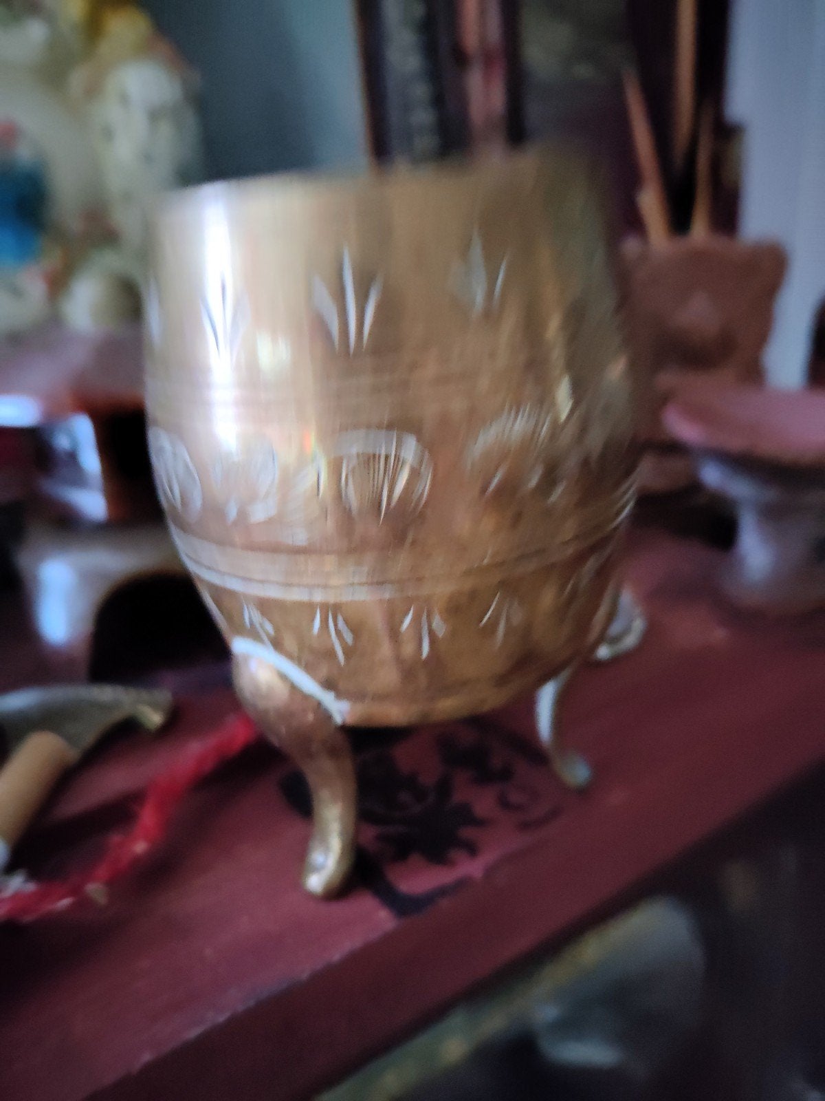 antiek koper bakje op voetjes handmade, Ophalen of Verzenden