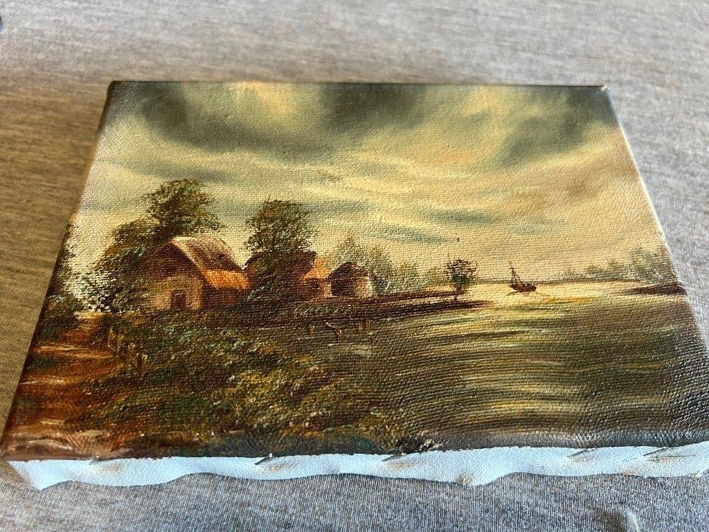Landschap Schilderij J. Kok 30.5x25.5, Ophalen of Verzenden, Landschap