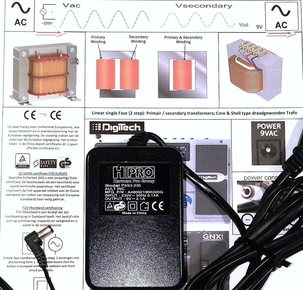 Digitech HPRO PSS3 PSS3-230 9V 2.1A AC~AC Adapter Ault Lader, Ophalen of Verzenden, Zo goed als nieuw, Elektrische gitaar