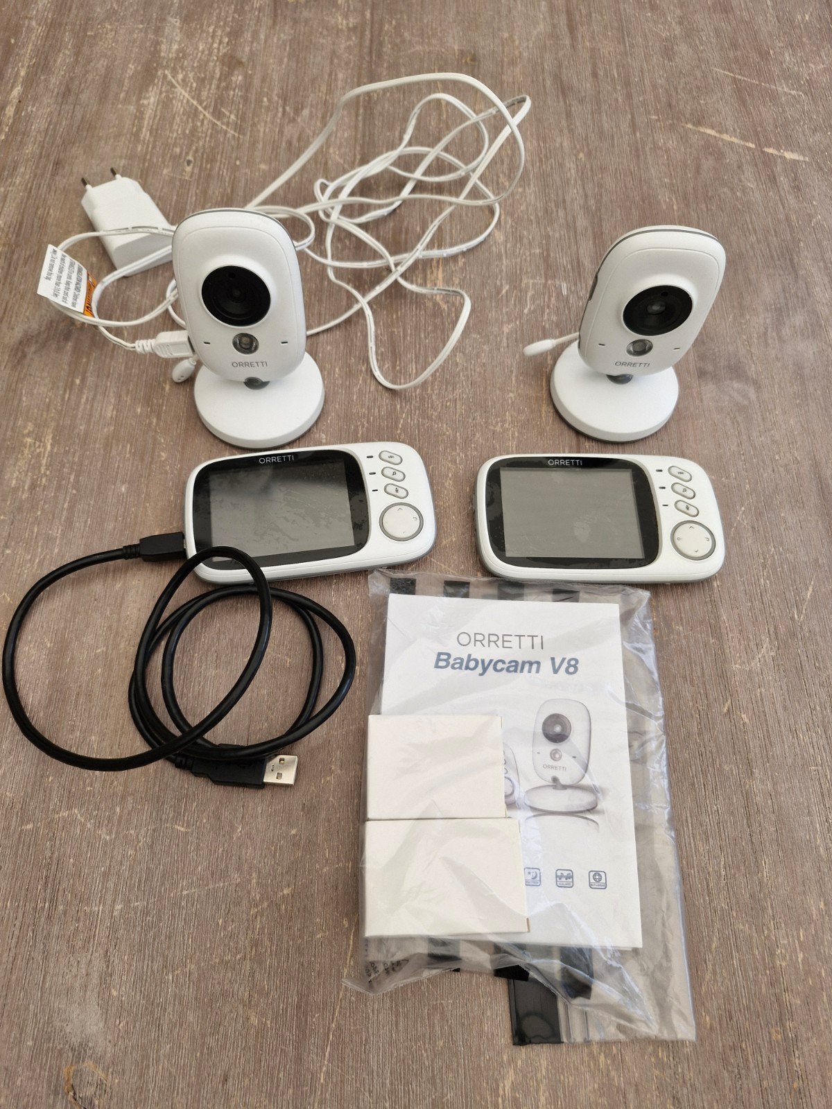 Orretti Babyfoon V8 met 2 camera's en 2 schermen, Kinderen en Baby's, Babyfoons, Ophalen of Verzenden, Zo goed als nieuw, 250 meter of meer