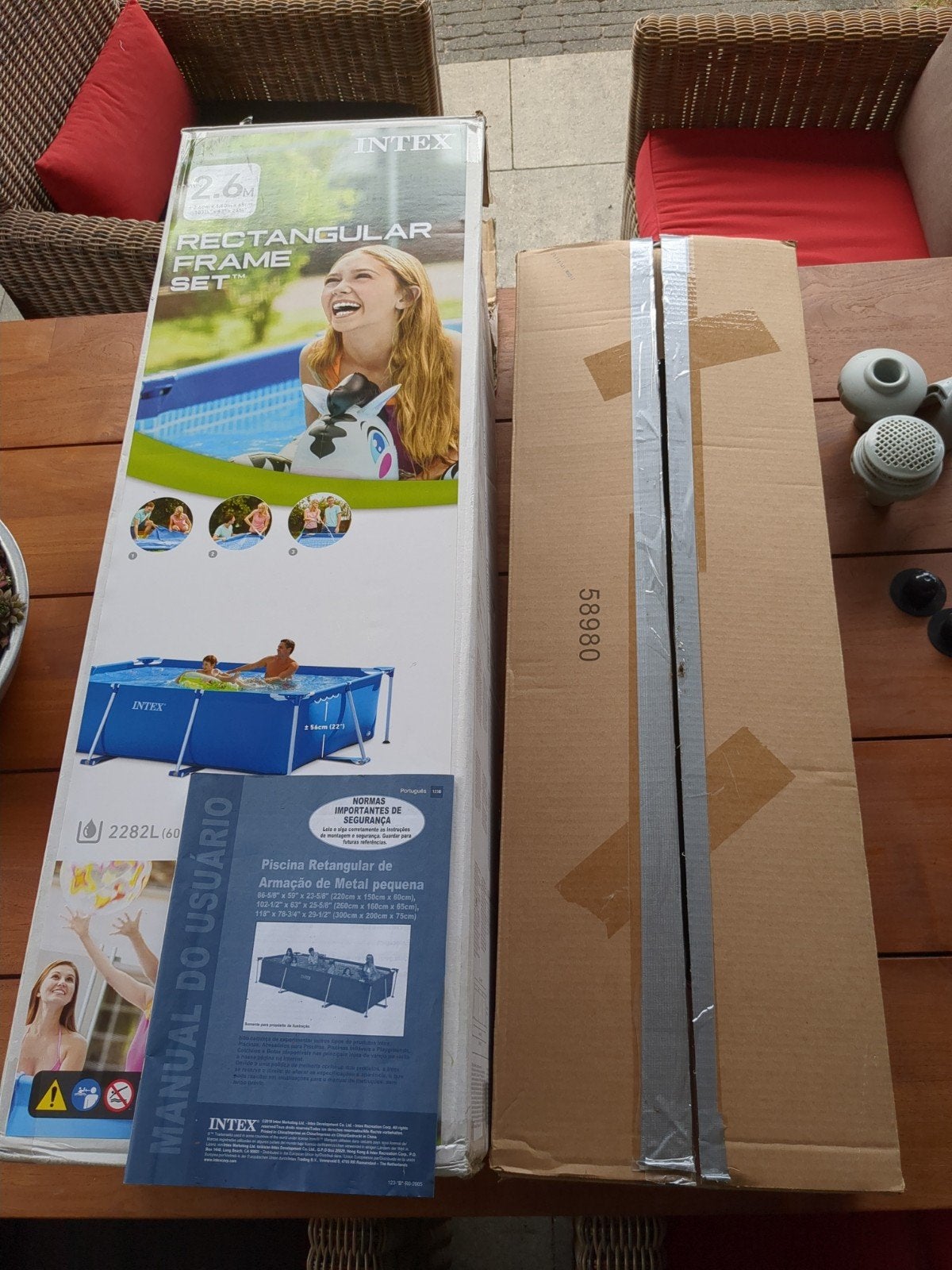 Intex Opzetzwembad 2.6M x 1.6M x 0.65M, Tuin en Terras, Ophalen, Opzetzwembad, Rechthoekig, Minder dan 80 cm
