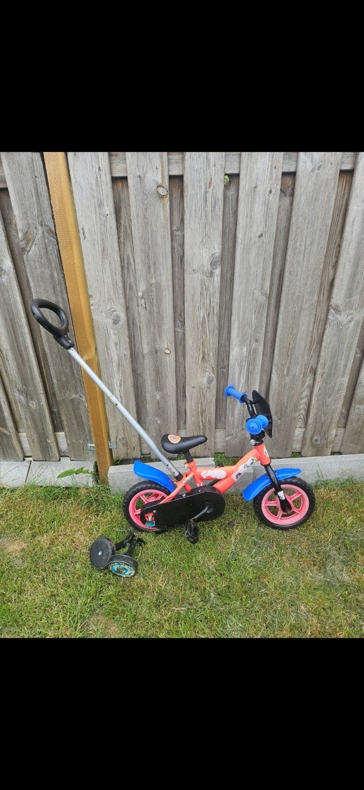 Spiderman fiets met duwstang 12 inch, Ophalen, Gebruikt, Duwstang