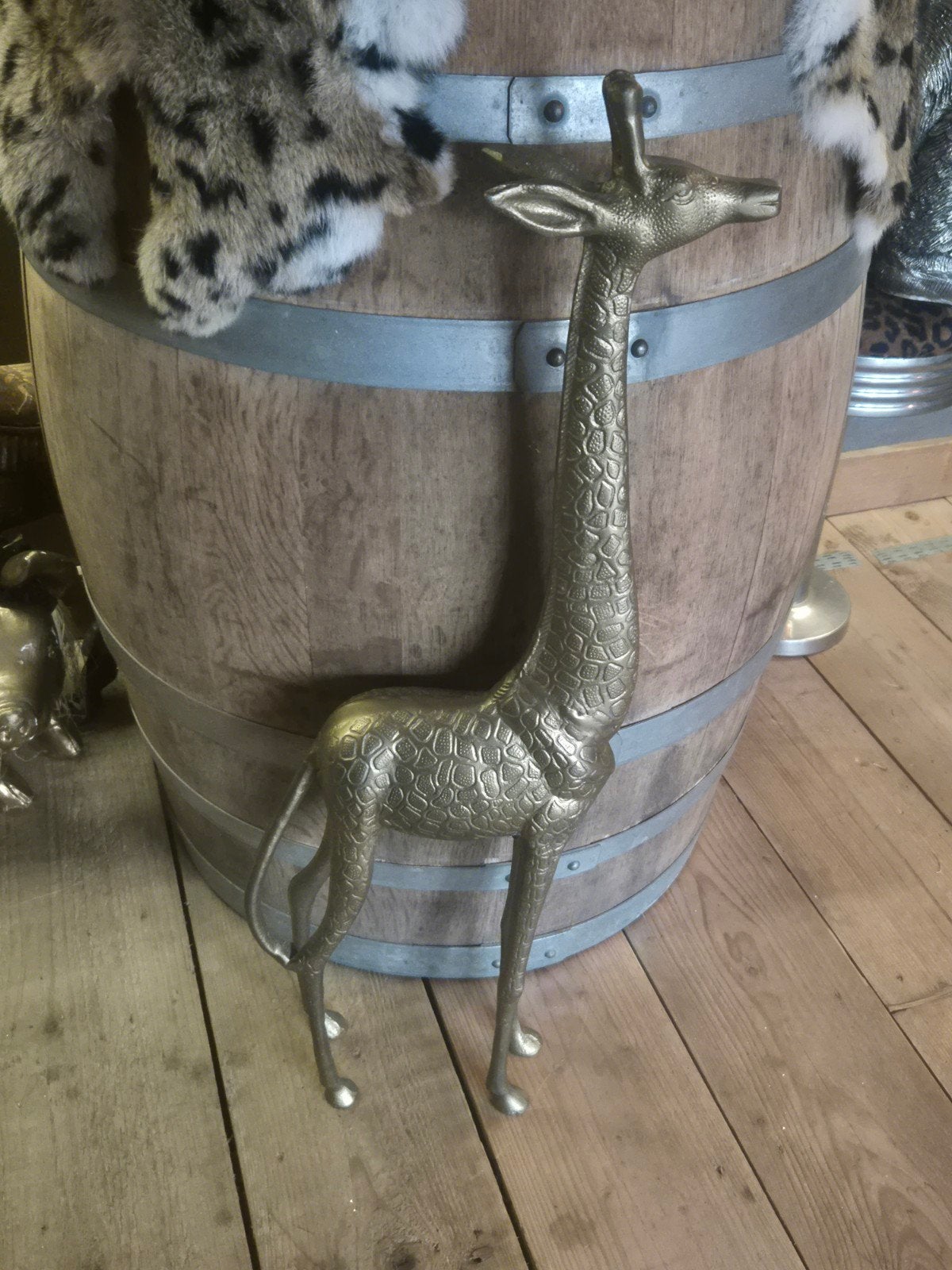Gouden Giraffe Beeld - Decoratief Woonaccessoire, Ophalen, Vintage, Zo goed als nieuw, Goud