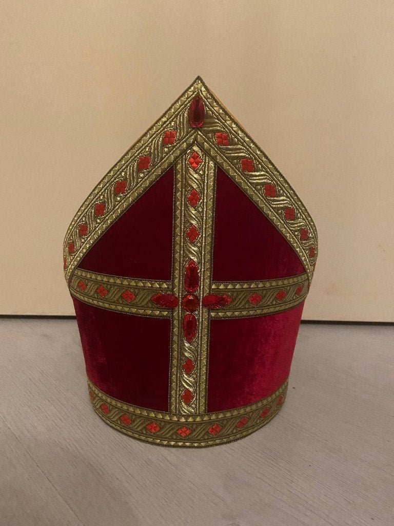 Sinterklaas mijter Stefan vorm ruitjesband model nieuw!, Ophalen of Verzenden, Nieuw