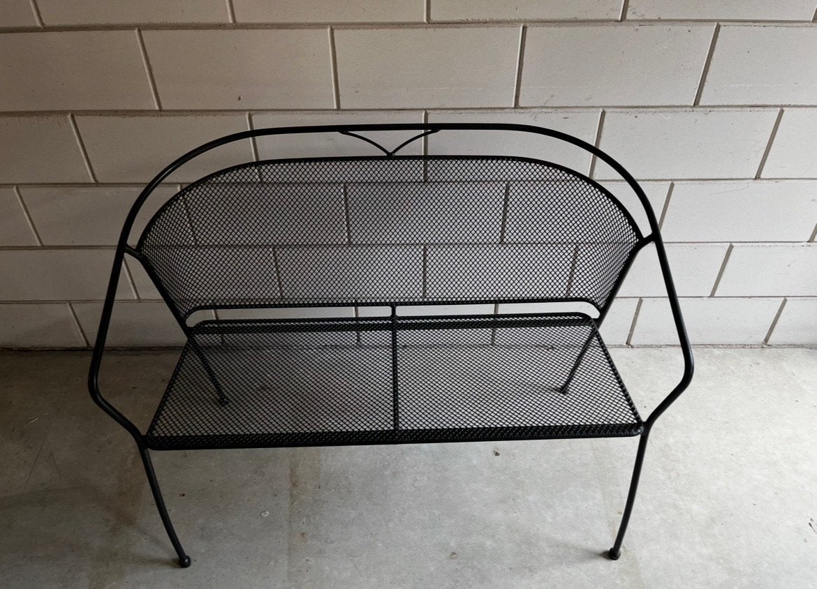 Zwart metalen tuinbankje - Perfect voor balkon of terras, Ophalen, Gebruikt, Metaal