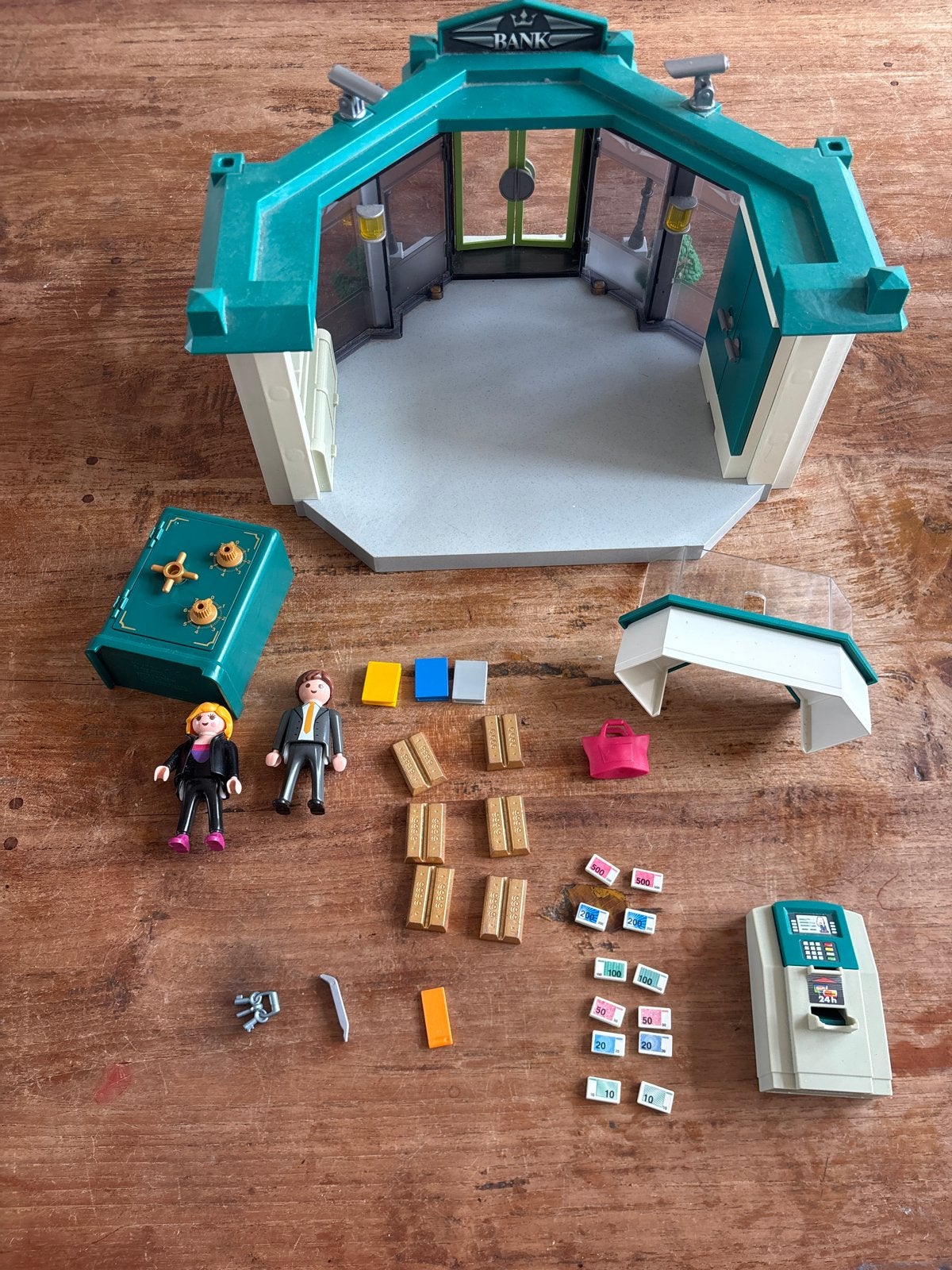 Playmobil Bank met kluis, geld en figuren, Ophalen of Verzenden, Zo goed als nieuw, Jongen of Meisje