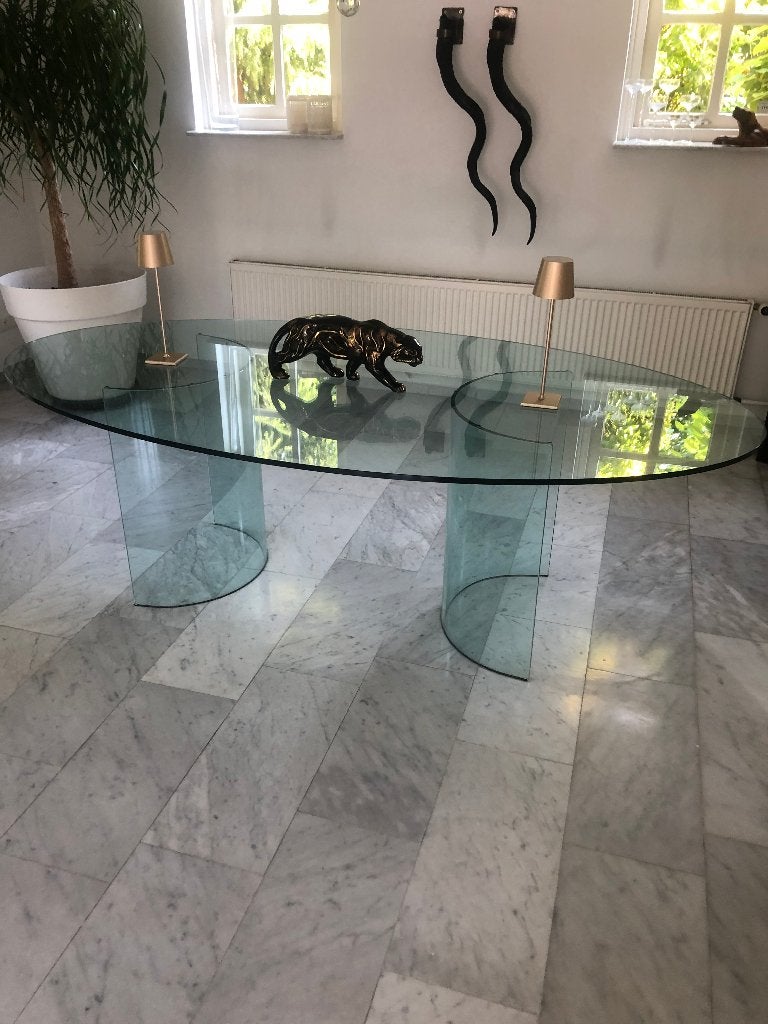 Italiaans handgemaakte glazen eet tafel, Ophalen, 100 tot 150 cm, 200 cm of meer, 75 – 100