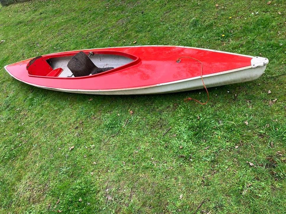 Kano / Canadees 2 persoons polyester met karretje, Watersport en Boten, Kano's, Ophalen, Gebruikt, Twee personen, Canadese kano of Open kano