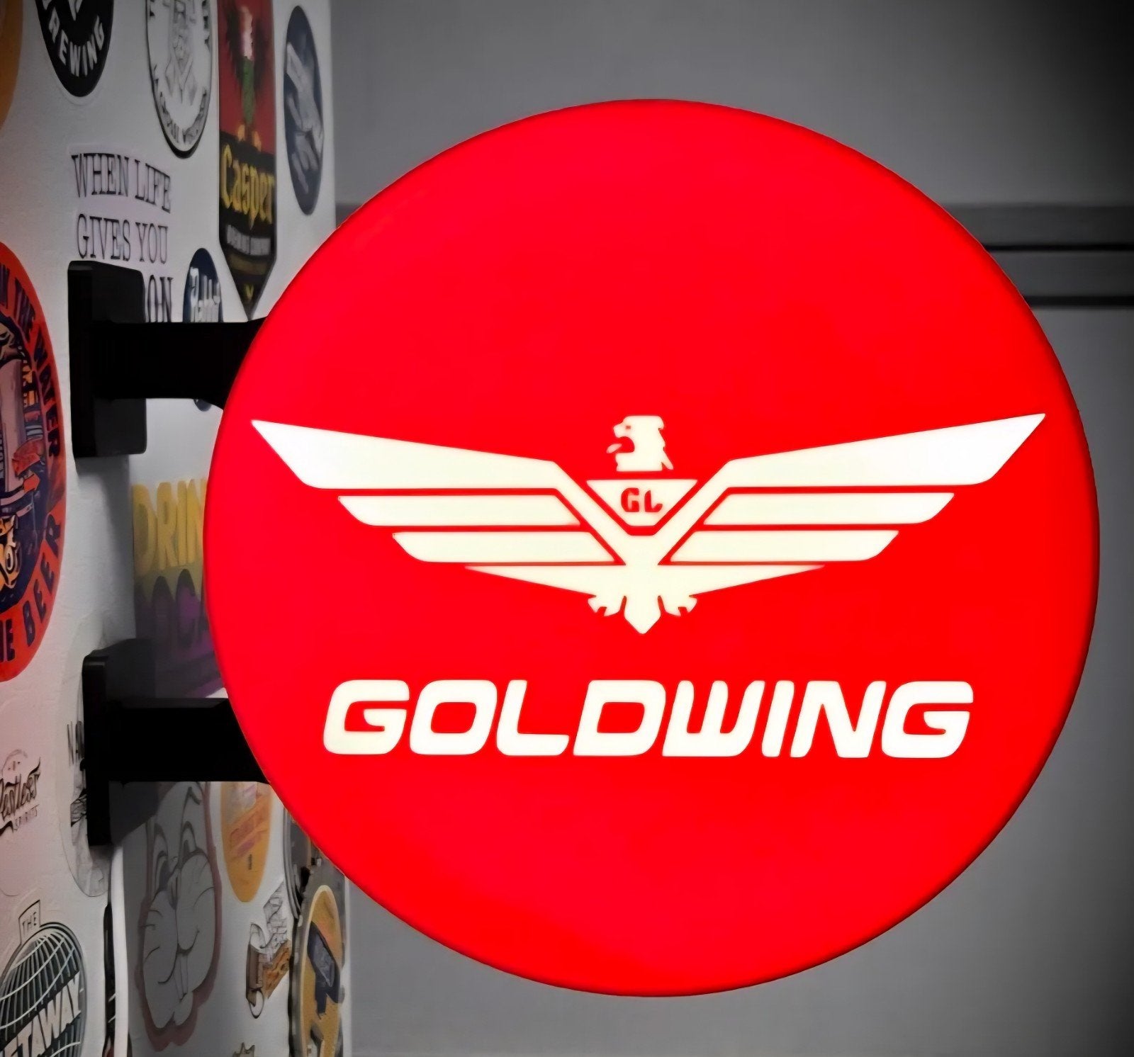 Dubbelzijdige LED Lichtbak - Ø30cm - Goldwing Logo, Ophalen of Verzenden, Nieuw, Lichtbak of (neon) lamp