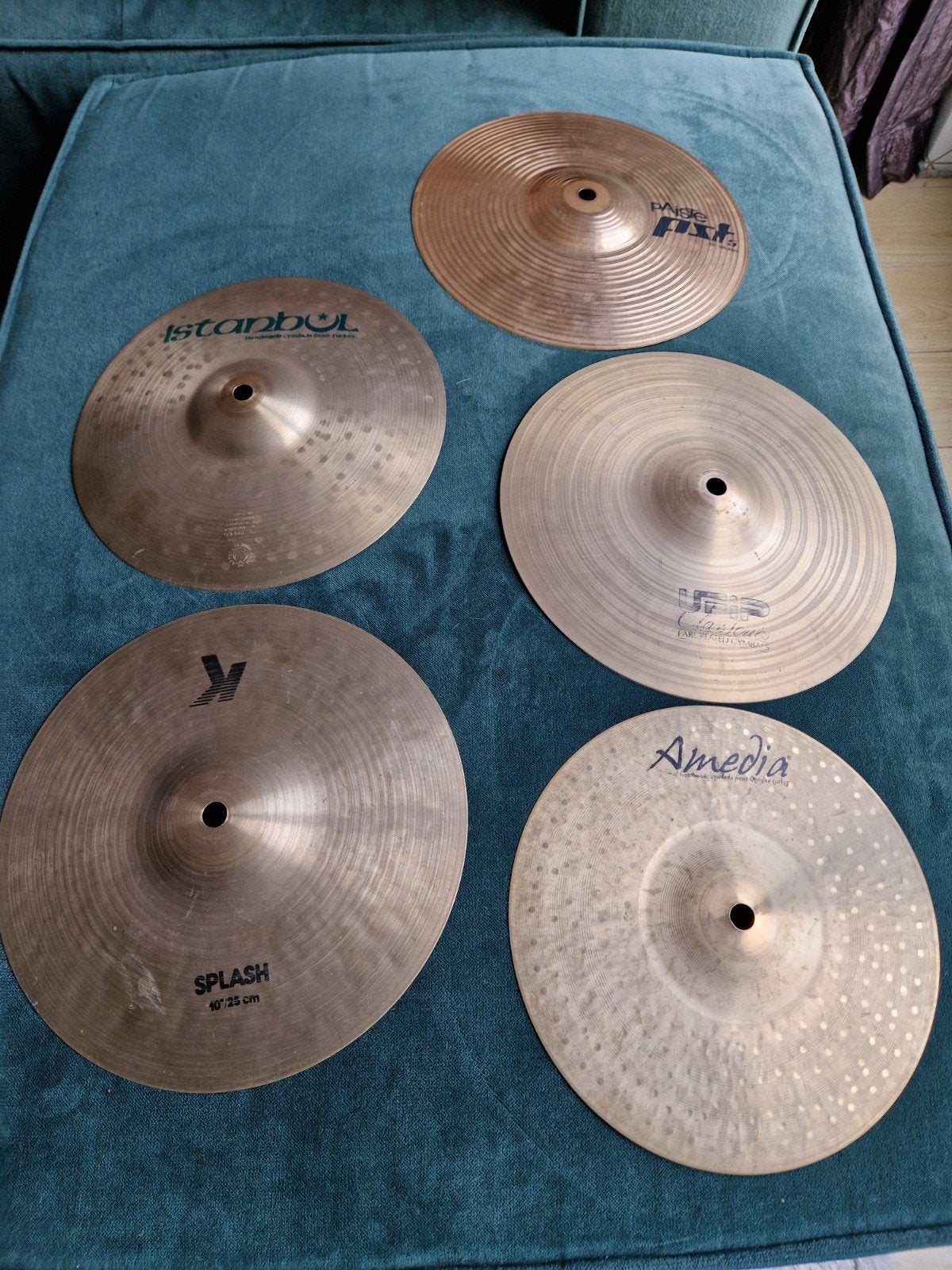 Set van 5 Splash Bekkens (Zildjian K, Ufip, Istanbul, Amedia, Ophalen, Gebruikt, Drums of Percussie