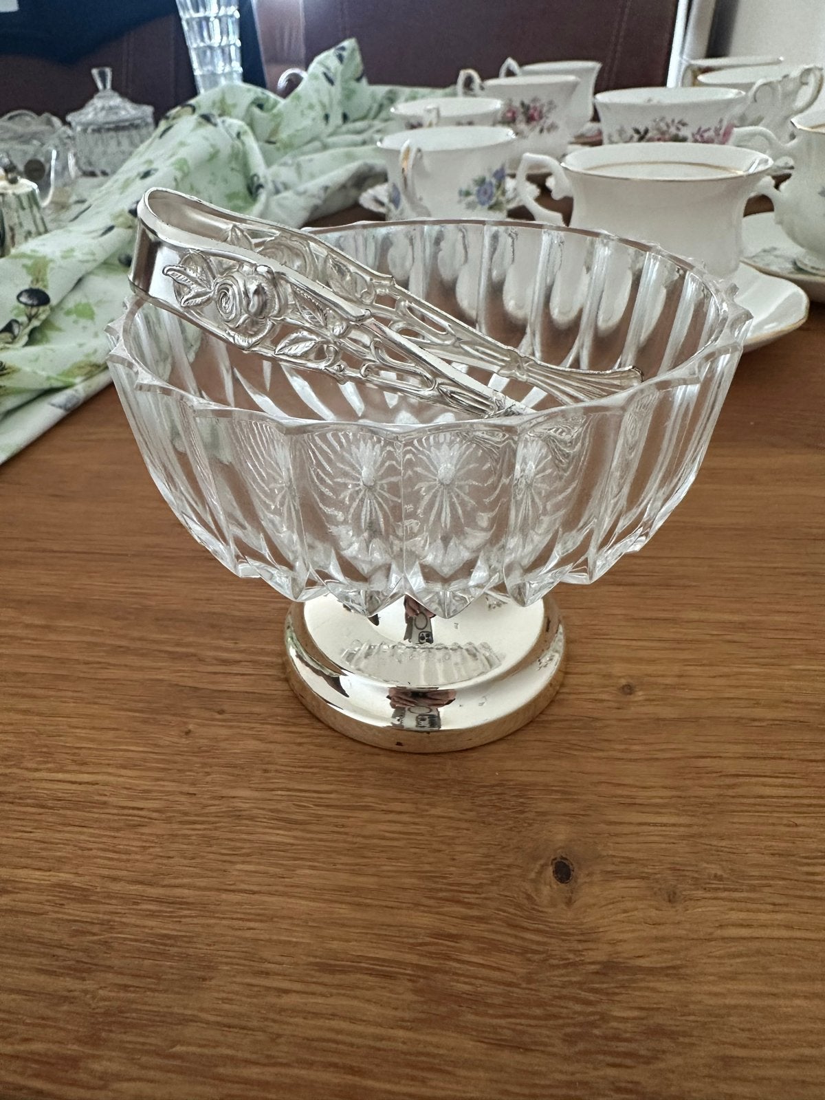 Vintage Kristallen Suikerpot met Zilveren Tang, Antiek en Kunst, Ophalen
