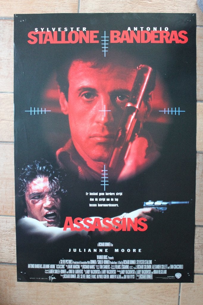 filmaffiche Sylvester Stallone Assassins 1995 filmposter, Rechthoekig Staand, Ophalen of Verzenden, Zo goed als nieuw, A1 t/m A3