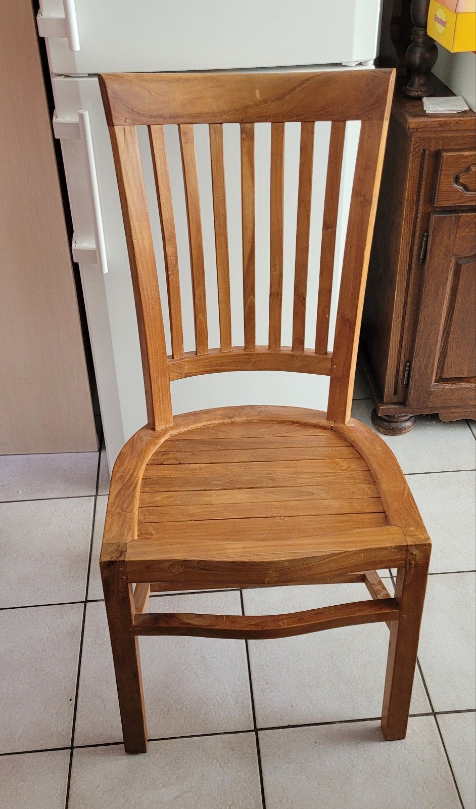 Massief teakhout eetkamerstoelen, 6 stuks, Huis en Inrichting, Stoelen, Ophalen, Bruin, Klassiek, Zo goed als nieuw