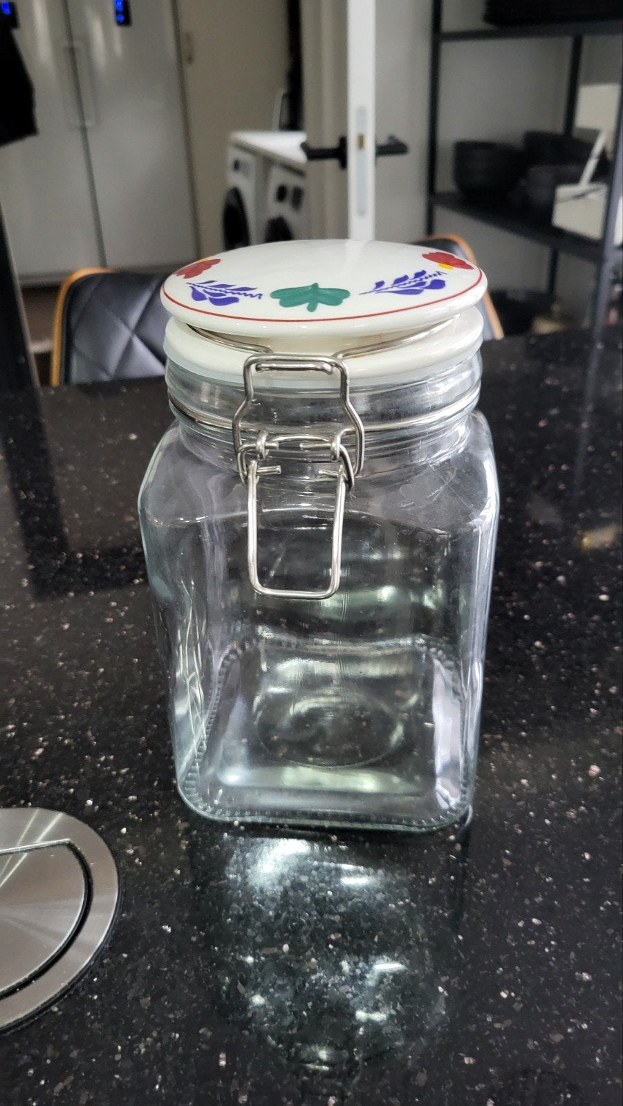 Glazen voorraadpot boerenbont, Ophalen, Voorraadpot, Meerkleurig, Glas