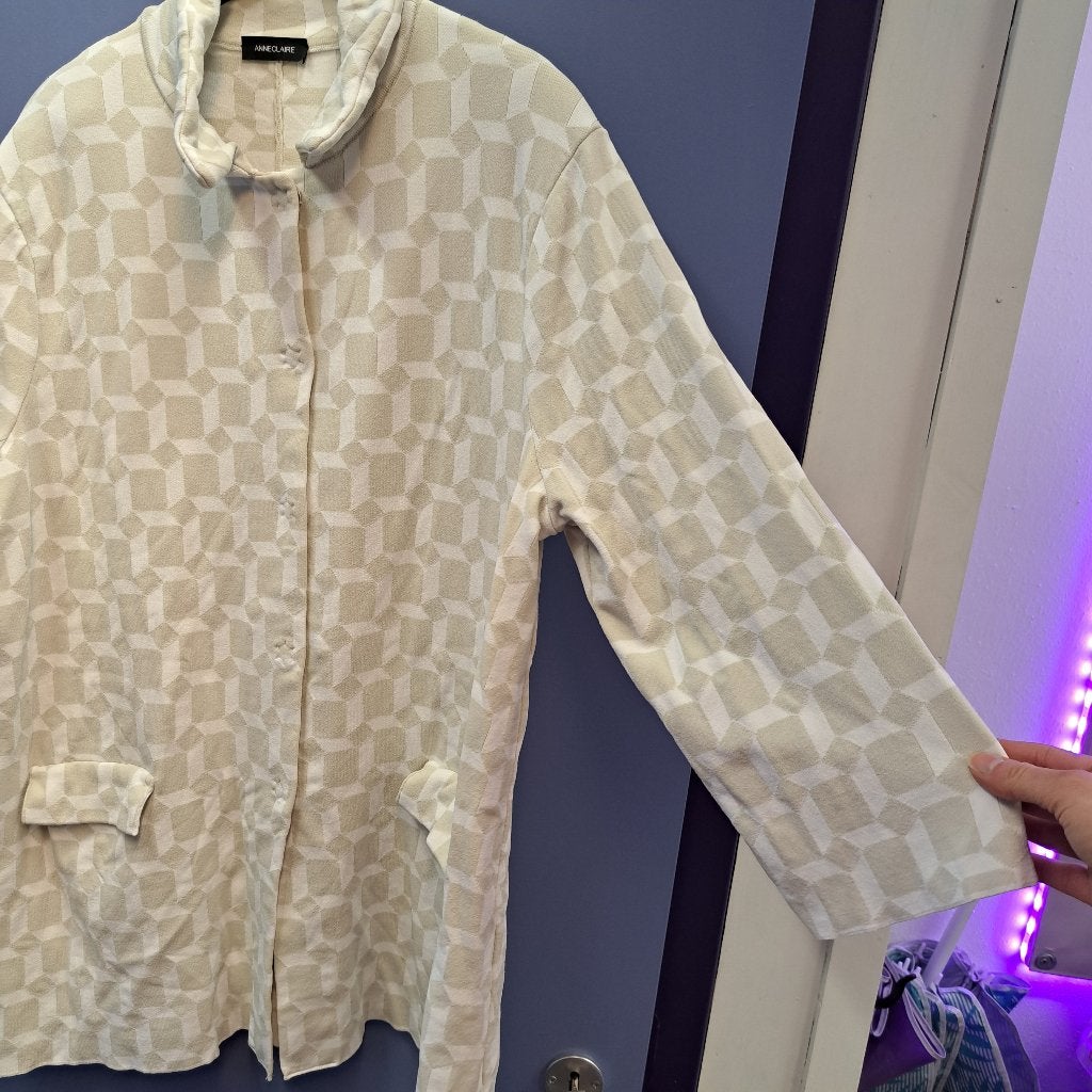 AnneClaire mooi vest wit/zand print drukknopen 48-50 48312, ., Wit, Maat 46/48 (XL) of groter, Ophalen of Verzenden