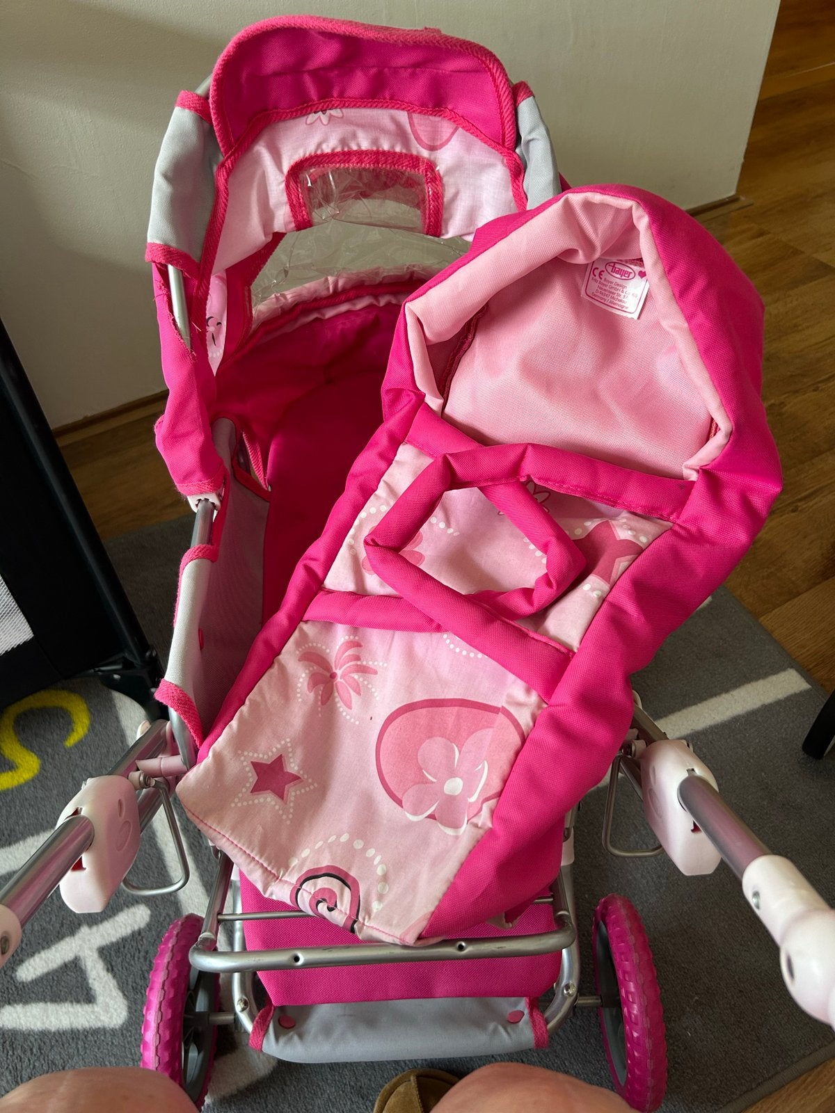 Bayer Design poppenwagen roze met draagzak, Ophalen, Gebruikt