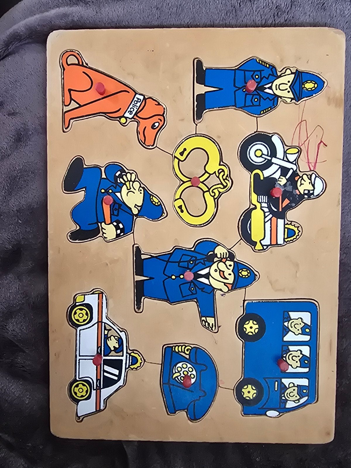 Houten politie puzzel voor kinderen, 2 tot 4 jaar, Gebruikt, 10 tot 50 stukjes, Ophalen of Verzenden