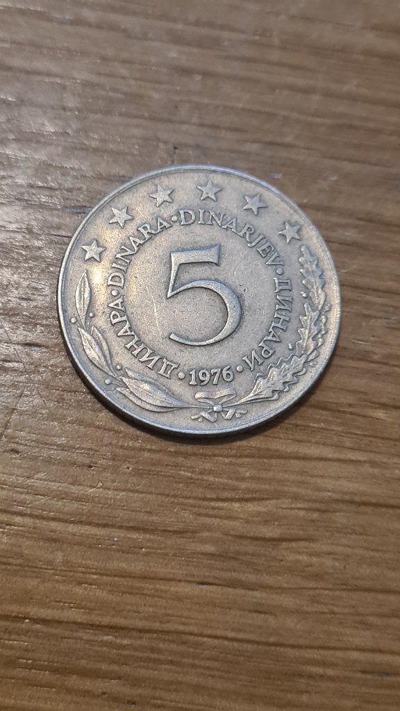 Joegoslavië - 5 Dinar 1976, Verzenden, Joegoslavië, Losse munt
